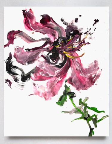 Peinture intitulée "Violet flower 1" par Rosi Roys, Œuvre d'art originale, Acrylique