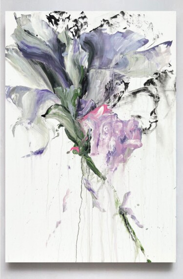 Peinture intitulée "Violet flower 3" par Rosi Roys, Œuvre d'art originale, Acrylique