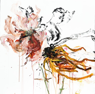 Картина под названием "Yellow flower 1" - Rosi Roys, Подлинное произведение искусства, Акрил