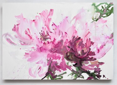 Painting titled "Pink flower 10" by Rosi Roys, Original Artwork, Acrylic