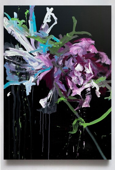 Peinture intitulée "Violet flower 4" par Rosi Roys, Œuvre d'art originale, Acrylique