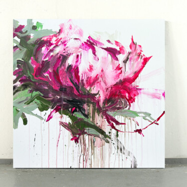 Pintura titulada "Pink flower 13" por Rosi Roys, Obra de arte original, Acrílico