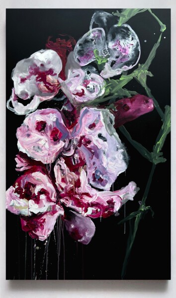 Peinture intitulée "Pink flower 16" par Rosi Roys, Œuvre d'art originale, Acrylique