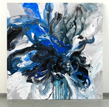 Malerei mit dem Titel "Monochrome flower 2" von Rosi Roys, Original-Kunstwerk, Acryl