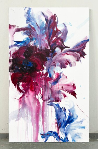 Painting titled "Pink flower 19" by Rosi Roys, Original Artwork, Acrylic