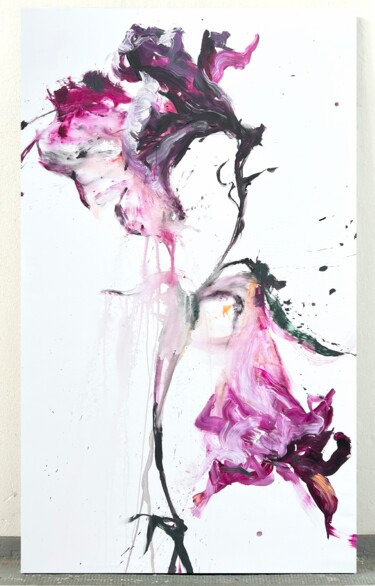 Peinture intitulée "Pink flower 24" par Rosi Roys, Œuvre d'art originale, Acrylique
