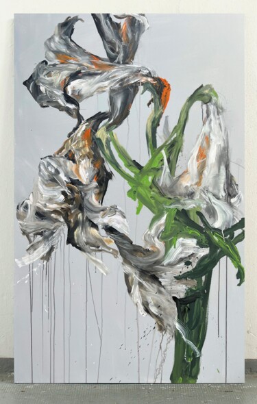 Peinture intitulée "Grey flower" par Rosi Roys, Œuvre d'art originale, Acrylique