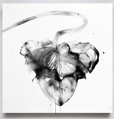 Картина под названием "Black and white flo…" - Rosi Roys, Подлинное произведение искусства, Акрил
