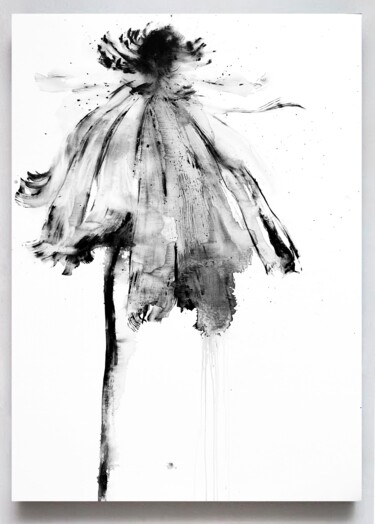Ζωγραφική με τίτλο "Black and white flo…" από Rosi Roys, Αυθεντικά έργα τέχνης, Ακρυλικό