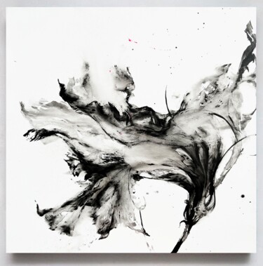 Painting titled "Black and white flo…" by Rosi Roys, Original Artwork, Acrylic