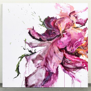 Pittura intitolato "Pink flower 28" da Rosi Roys, Opera d'arte originale, Acrilico