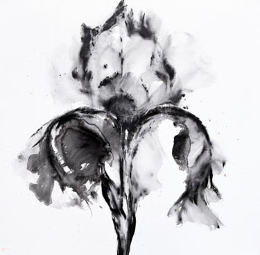 Malerei mit dem Titel "Black and white flo…" von Rosi Roys, Original-Kunstwerk, Acryl