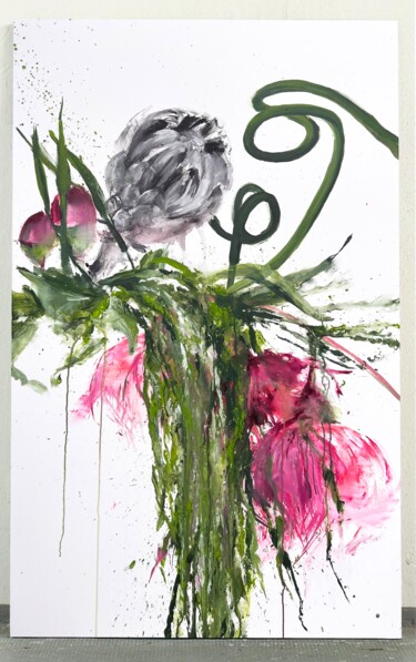 Peinture intitulée "Pink flower 31" par Rosi Roys, Œuvre d'art originale, Acrylique