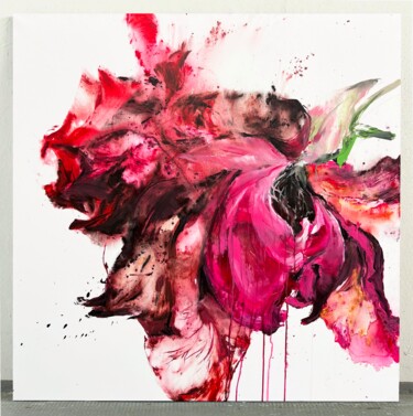Malarstwo zatytułowany „Pink flower 33” autorstwa Rosi Roys, Oryginalna praca, Akryl