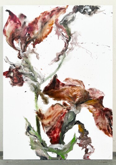 Schilderij getiteld "Iris flower 2" door Rosi Roys, Origineel Kunstwerk, Acryl