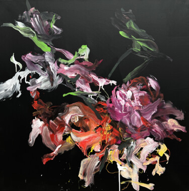 Schilderij getiteld "COLORFUL FLOWERS 3" door Rosi Roys, Origineel Kunstwerk, Acryl