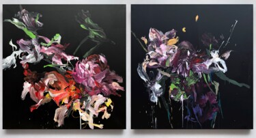Peinture intitulée "Flower diptych 9" par Rosi Roys, Œuvre d'art originale, Acrylique
