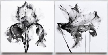 Painting titled "Flower diptych 16" by Rosi Roys, Original Artwork, Acrylic