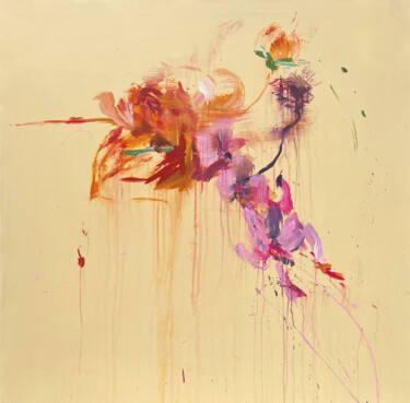 Malarstwo zatytułowany „Minimalistic flower…” autorstwa Rosi Roys, Oryginalna praca, Akryl