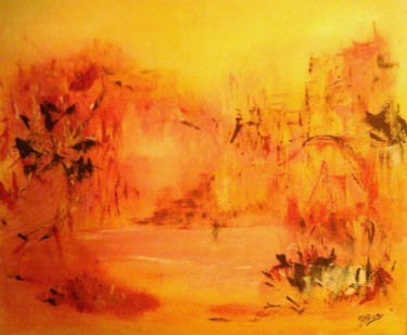Peinture intitulée "La Dame du Lac" par Rosiane Priam, Œuvre d'art originale