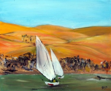 Peinture intitulée "Sur le Nil" par Rosiane Priam, Œuvre d'art originale