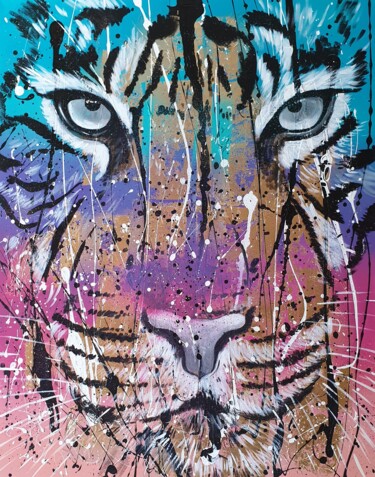 Peinture intitulée "Panthera Tigris" par Roswitha Tretter-Geiger (Rosie Tretter), Œuvre d'art originale, Acrylique