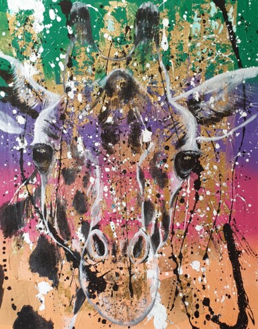 Malerei mit dem Titel "Giraffa" von Roswitha Tretter-Geiger (Rosie Tretter), Original-Kunstwerk, Acryl