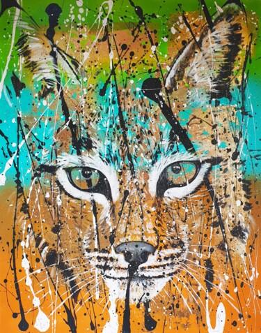 Painting titled "Lynx" by Roswitha Tretter-Geiger (Rosie Tretter), Original Artwork, Acrylic