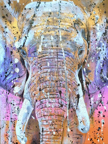 Schilderij getiteld "Loxodonta africana" door Roswitha Tretter-Geiger (Rosie Tretter), Origineel Kunstwerk, Acryl