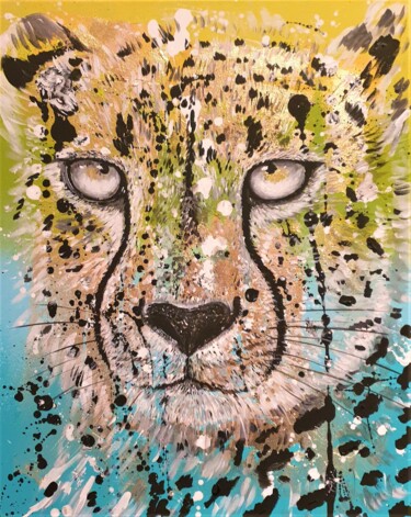 Painting titled "Acinonyx jubatus no…" by Roswitha Tretter-Geiger (Rosie Tretter), Original Artwork, Acrylic