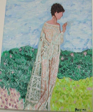 Painting titled "la femme en dentelle" by Rosine Ammendola, Original Artwork, Oil