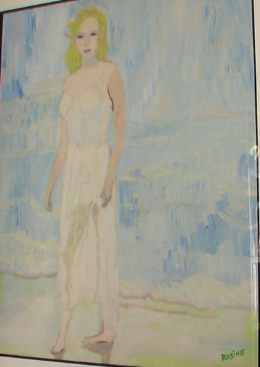 Painting titled "FEMME DOS A LA MER" by Rosine Ammendola, Original Artwork, Gouache