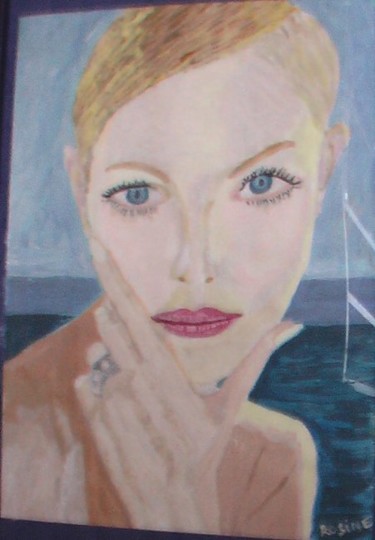 Malerei mit dem Titel "PORTRAIT BLEU" von Rosine Ammendola, Original-Kunstwerk, Acryl
