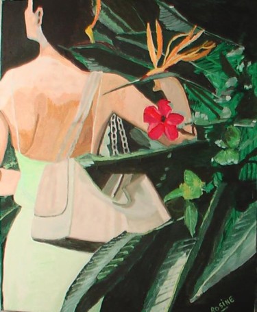 Painting titled "FEMME DE DOS DANS L…" by Rosine Ammendola, Original Artwork, Oil
