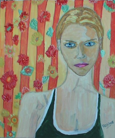 Painting titled "portrait jaune" by Rosine Ammendola, Original Artwork, Oil