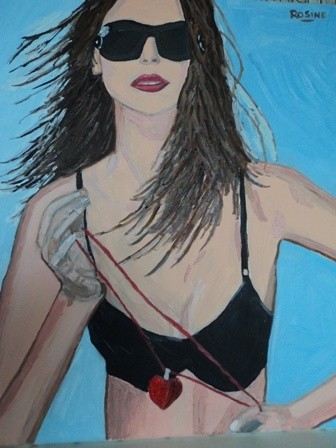 Malerei mit dem Titel "La fille aux lunett…" von Rosine Ammendola, Original-Kunstwerk, Öl