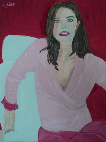 Peinture intitulée "FEMME EN PYJAMA ROSE" par Rosine Ammendola, Œuvre d'art originale, Huile