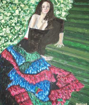 Peinture intitulée "FEMME EN JUPE MULTI…" par Rosine Ammendola, Œuvre d'art originale, Huile