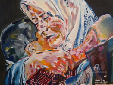 Peinture intitulée "Tears of war" par Rosita Allinckx, Œuvre d'art originale, Huile