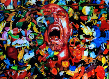 Malerei mit dem Titel "Drowning in own gar…" von Rosita Allinckx, Original-Kunstwerk, Öl