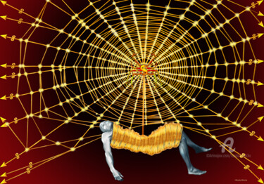 Digitale Kunst mit dem Titel "The web of greed" von Rosita Allinckx, Original-Kunstwerk, Digitale Malerei