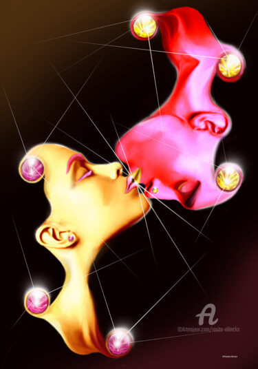 Digital Arts titled "'Diamond kiss'" by Rosita Allinckx, Original Artwork, Digital Painting