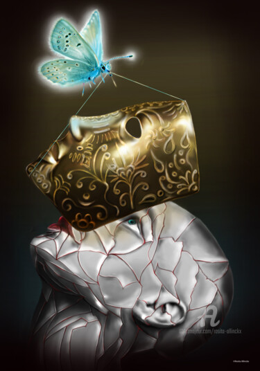 Digitale Kunst getiteld "'Take off that mask…" door Rosita Allinckx, Origineel Kunstwerk, Digitaal Schilderwerk