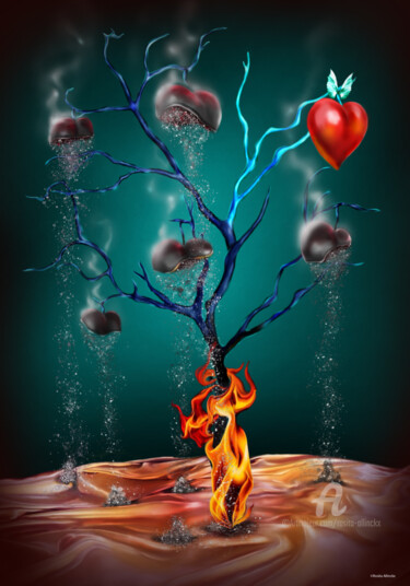 Digitale Kunst mit dem Titel "'Last Leaf of Love'" von Rosita Allinckx, Original-Kunstwerk, Digitale Malerei