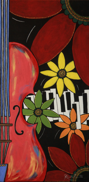Painting titled "Harmonie florale" by Rosita, Original Artwork, Acrylic