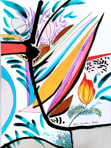 Картина под названием "Tulips" - Rosi Vidal, Подлинное произведение искусства, Маркер