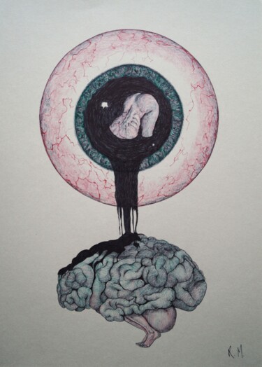 Peinture intitulée "Pupille" par Rossella Mercedes, Œuvre d'art originale, Crayon