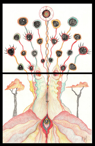 Desenho intitulada "cartoline" por Rossella Mercedes, Obras de arte originais, Caneta de gel