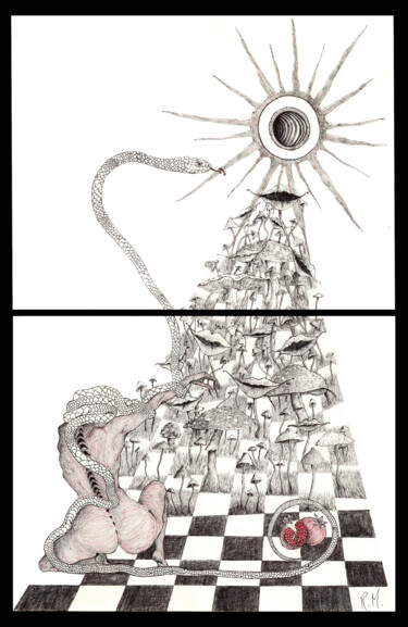 Dessin intitulée "desert storm" par Rossella Mercedes, Œuvre d'art originale, Crayon