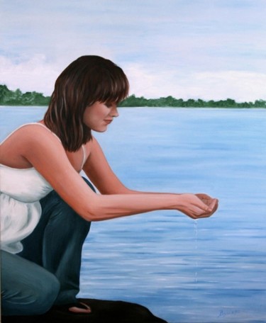 Peinture intitulée "Acqua 50x60" par Rossella Buscemi, Œuvre d'art originale, Huile